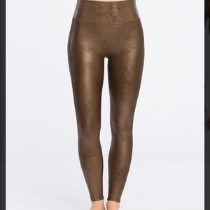 Spanx Bronze Faux Leather Leggings New With Tags